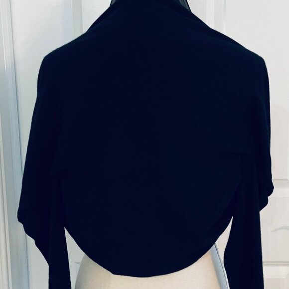 LANVIN BLACK CASHMERE SILK CHIFFON TRIMMED BOLERO- SIZE SMALL - Picture 5 of 9